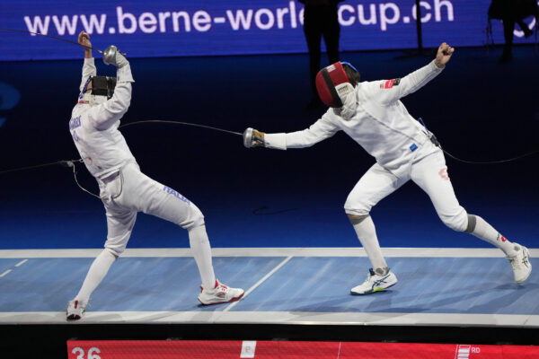 LPG09250 Bern 22-24 May 2026
World Cup - Men’s Epee
In photo: HAURI Ian SUI vs SANTARELLI Andrea ITA
Photo Luca Pagliaricci/Bizzi Team FIE